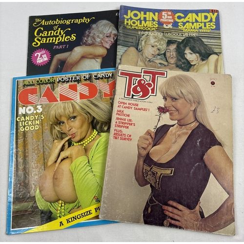 80 - 4 vintage adult erotic magazines featuring Candy Samples.