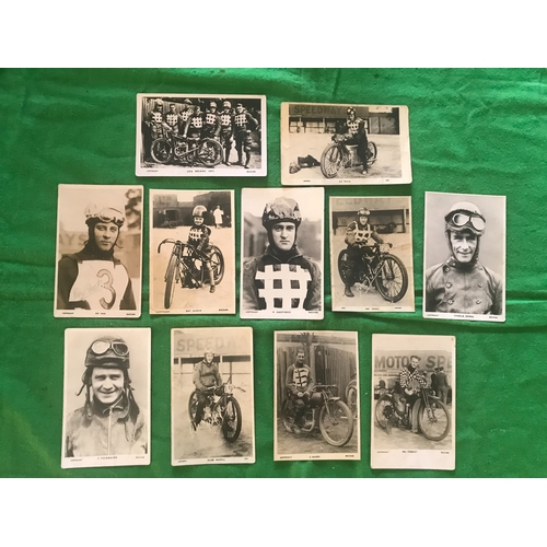 11 x original 1930's Lea Bridge Speedway rider postcards to include signed Roy Dook postcard, 1931 team and mascot