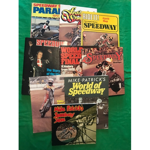 1477 - 9 x Speedway hardback books to include Speedway Star Parade 1970 and 3 by the photographer Mike Patr... 