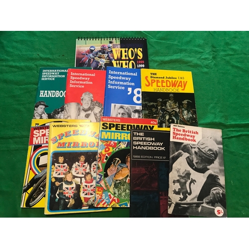 1480 - 10 x Speedway books to include Websters Speedway Mirrors 1972 to 74 and The British Speedway Handboo... 