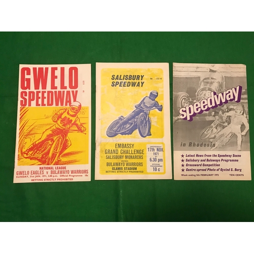 1488 - 3 x Rhodesian speedway programmes 1971 to 72. Gwelo vs Bulawayo 31/1/71, Salisbury vs Bulawayo 17/11... 