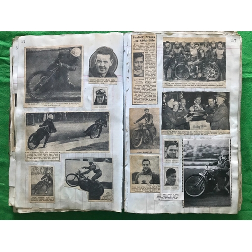 1506 - A 128 page speedway scrap book dating from the early 1930's to the 1950's. All are original press cu... 