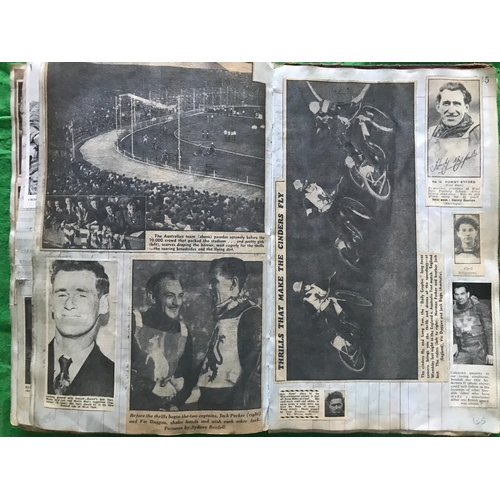 1506 - A 128 page speedway scrap book dating from the early 1930's to the 1950's. All are original press cu... 