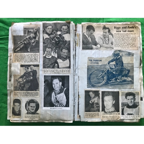 1506 - A 128 page speedway scrap book dating from the early 1930's to the 1950's. All are original press cu... 