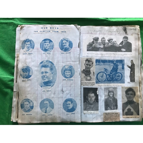 1506 - A 128 page speedway scrap book dating from the early 1930's to the 1950's. All are original press cu... 