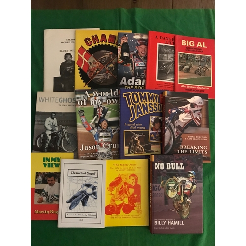 1527 - 13 x speedway rider autobiographies and biographies, to including Tommy Jansson, Sam Ermolenko, Bill... 