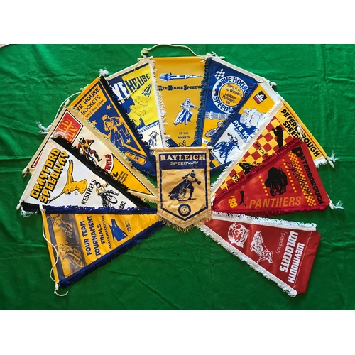 1538 - A collection of 12 x 1970's & 1980's speedway pennants