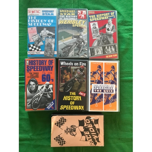 1539 - 7 x VHS speedway video tapes comprising:- the 5 part series The History of Speedway, The History of ... 