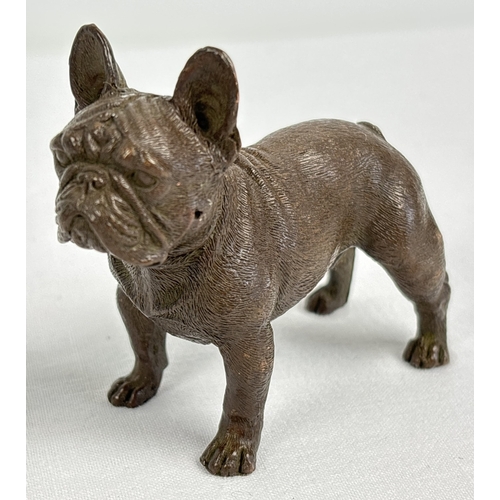 1193 - A miniature bronze figure of a French Bulldog. Approx. 7cm tall x 7cm long.