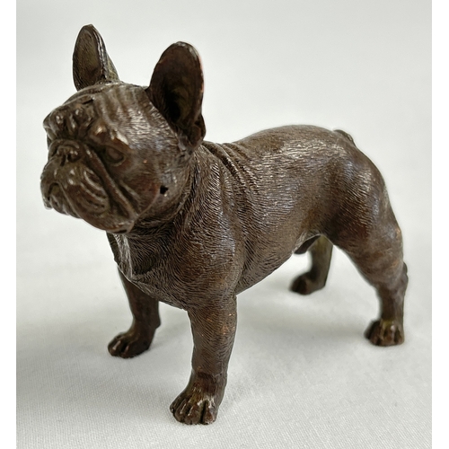 1193 - A miniature bronze figure of a French Bulldog. Approx. 7cm tall x 7cm long.