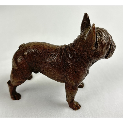 1193 - A miniature bronze figure of a French Bulldog. Approx. 7cm tall x 7cm long.