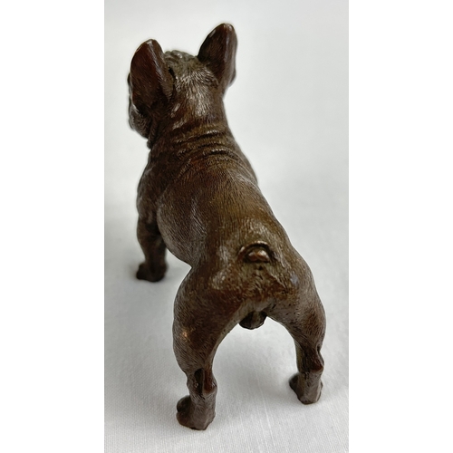 1193 - A miniature bronze figure of a French Bulldog. Approx. 7cm tall x 7cm long.
