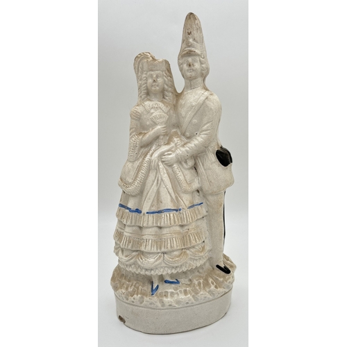 1234 - An antique Staffordshire figure of Princess Helena and Christian of Schleswig-Holstein. In plain whi... 