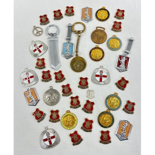 1316 - A collection of vintage enameled medallions and small shields. To include Prince Of Wales coat of ar... 