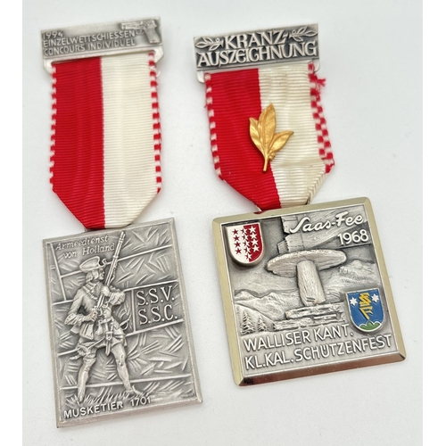 1323 - 2 modern German medals. A 1994 shooting medal together with a Saas-Fee 1968 commemoration medal. Bot... 