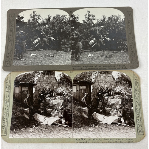 1324 - A collection of 100 WWI stereoscope viewing cards, by Realistic Travels Publishing together with a w... 