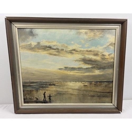 1372 - M J Norton - local Norfolk artist, vintage oil on board entitled 