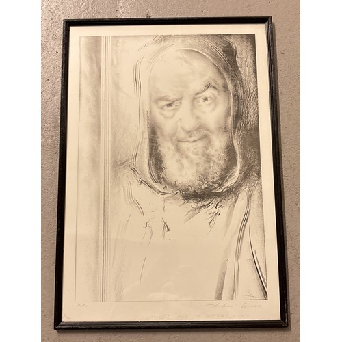 1374 - A signed lithograph of a sketch Padre Pio of Pietrelcino, Italian Capuchin friar, priest and Saint. ... 