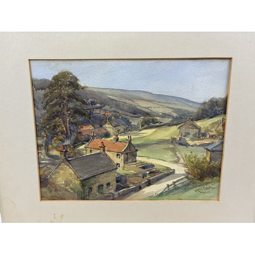 1380 - 4 vintage watercolour pictures. 2 rural scenes, one signed to bottom right. Together with a painting... 