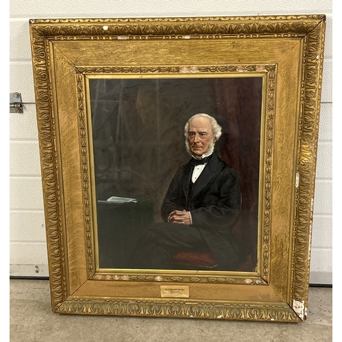 1387 - A large late Victorian gilt gesso framed oil painting portrait of Sir Warner Springwalker (1810-1899... 