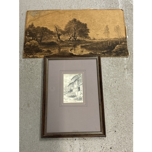 1395 - A framed and glazed antique pencil drawing of a rural building, signed to bottom left and date 1891.... 