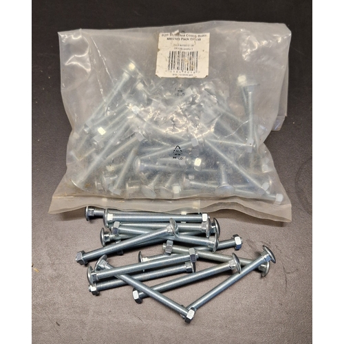 1404 - 61 x threaded coach bolts with nuts M8 x 100.