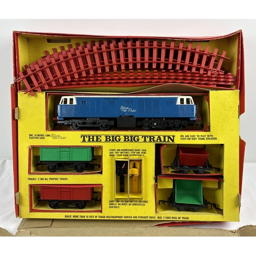 Boxed vintage 1970's Triang The Big Big Train 'Blue Flier' electric loco model railway set. Box is very tatty but set is complete.