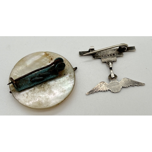 1051 - 2 vintage RAF wings sweetheart brooches. An Art Deco style graduated bar brooch with enameled wings ... 