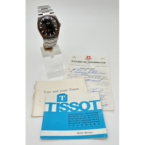 1168 - A vintage 1970's Tissot PR516 automatic wristwatch with stainless steel case and strap. Gun mental g... 