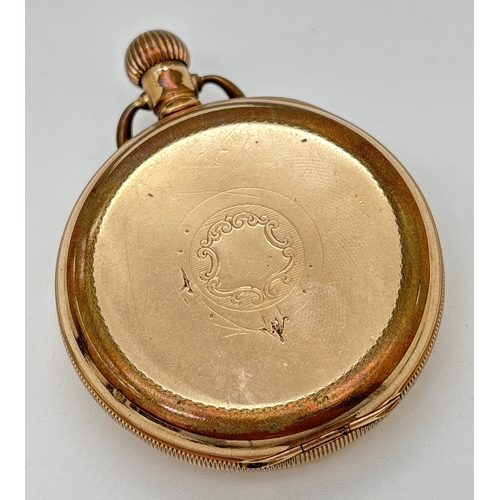 1169 - A vintage Waltham USA Traveller pocket watch with gold plated Star Dennison watch case. White enamel... 