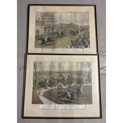 1387 - 2 framed and glazed antique coloured prints of horse races. 