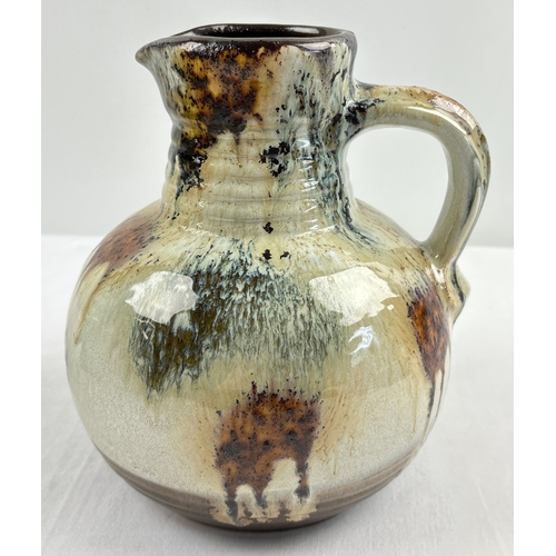 A vintage mid century Bay Keramik West German fat lava jug of bulbous form. Model No 631 20, with drip glaze in brown tones. Approx. 21cm tall.