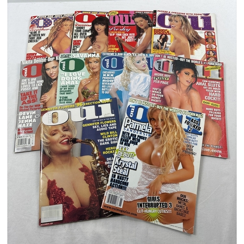 279 - 10 assorted 1990's issues of Oui, adult erotic magazine.