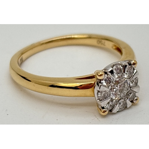 37 - An 18ct yellow gold .50ct diamond ring with cathedral style mount. Central round cut diamond surroun... 