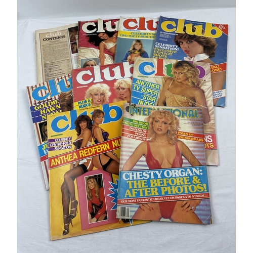 62 - 9 vintage late 1970's & early 80's issues of Club International, adult magazine from Paul Raymond. I... 