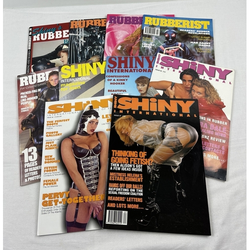 86 - 10 assorted specialist fetish adult erotic magazine featuring rubber, latex & PVC. 5 issues of Shiny... 