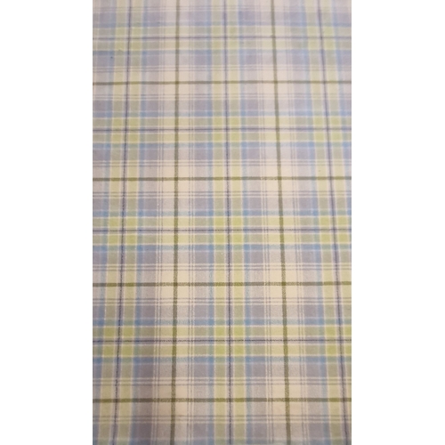 1397 - A modern off-cut of carpet with chequered design, in blue & green. Approx. 542 x 274cm.