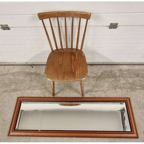 1400 - A vintage mid century elm dining chair with spindled back and splayed legs, together with a modern w... 