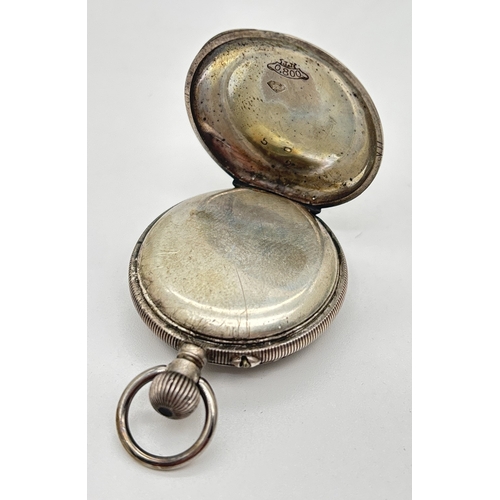 1151 - An antique continental 800 silver cased ladies pocket watch with engine turned decoration and empty ... 