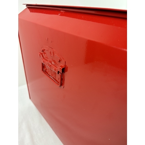 1202 - A modern painted metal 2 handled Coca Cola advertising cool box with lift up lid and bottle opener. ... 