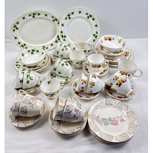 1238 - A box of assorted vintage tea ware to include Colclough and Victoria & Trentham potteries. Includes ... 