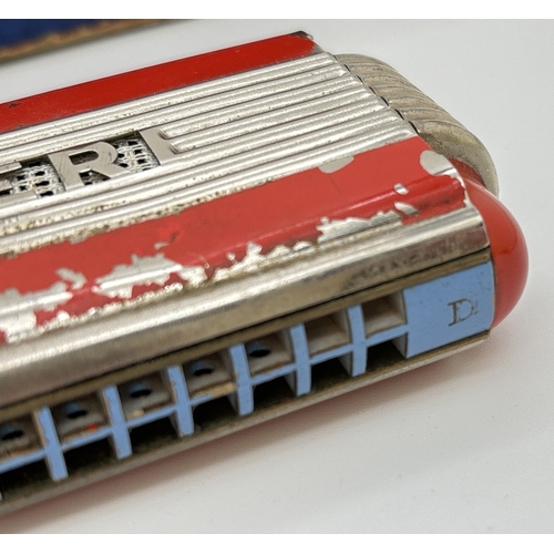 1269 - A vintage Echo Elite Harmonica by Hohner in A and D key. With original box. Some flaking to red pain... 