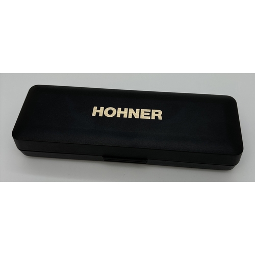 1270 - A cased Super 270 Chomonica Chromatic Harmonica by Hohner in a gold tone finish. In the key of C. En... 