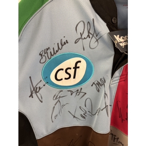 1304 - A signed Kooga NEC Harlequins Rugby Home Shirt, 2003/4 season. Size L, unworn with original tag. Wit... 