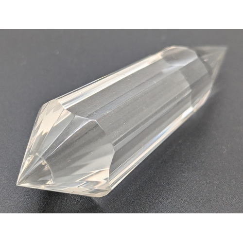 1326 - A bespoke made 16 sided clear quartz vogel wand by Drew Tousley, Luminary Studios. Approx 9cm long. ... 