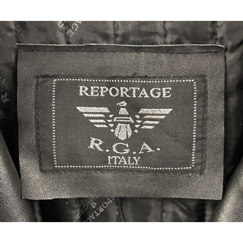 1997 - A faux leather ladies 3/4 length jacket by Reportage R.G.A Italy. Button fastening with 2 front pock... 