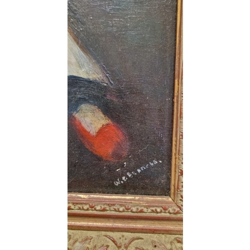 1367 - A vintage oil on board framed painting of a young girl, signed to lower right W.E.Bennett. Frame siz... 