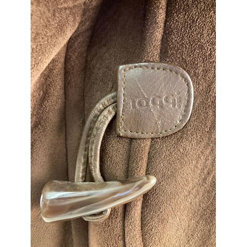 2006 - A ladies brown faux suede duffle coat by Toggi. Front zip and toggle fastening. With 2 front pockets... 