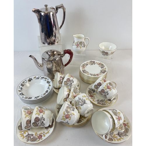 1239 - A Wedgwood 12 setting tea set in 'Lichfield' floral design pattern, together with a vintage silver p... 