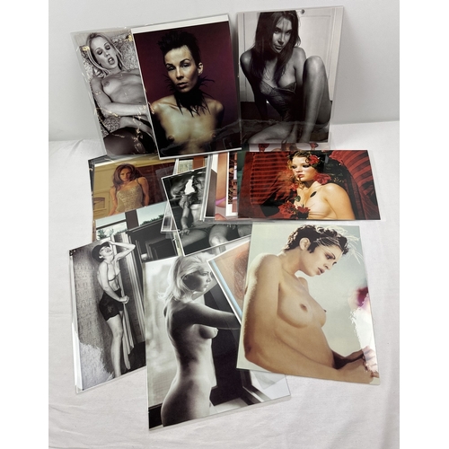 261 - 27 assorted laminated adult erotic photographic prints, some double sided. Taken from books and maga... 